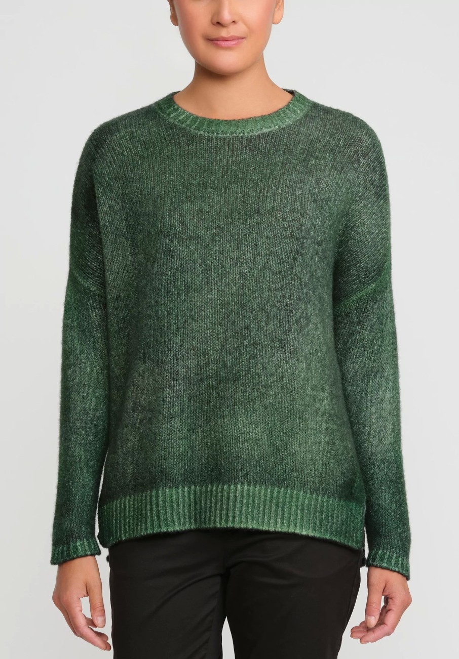 Avant Toi Knitwear | Hand-Painted Cashmere & Silk Oversized Sweater In Nero Wild Green