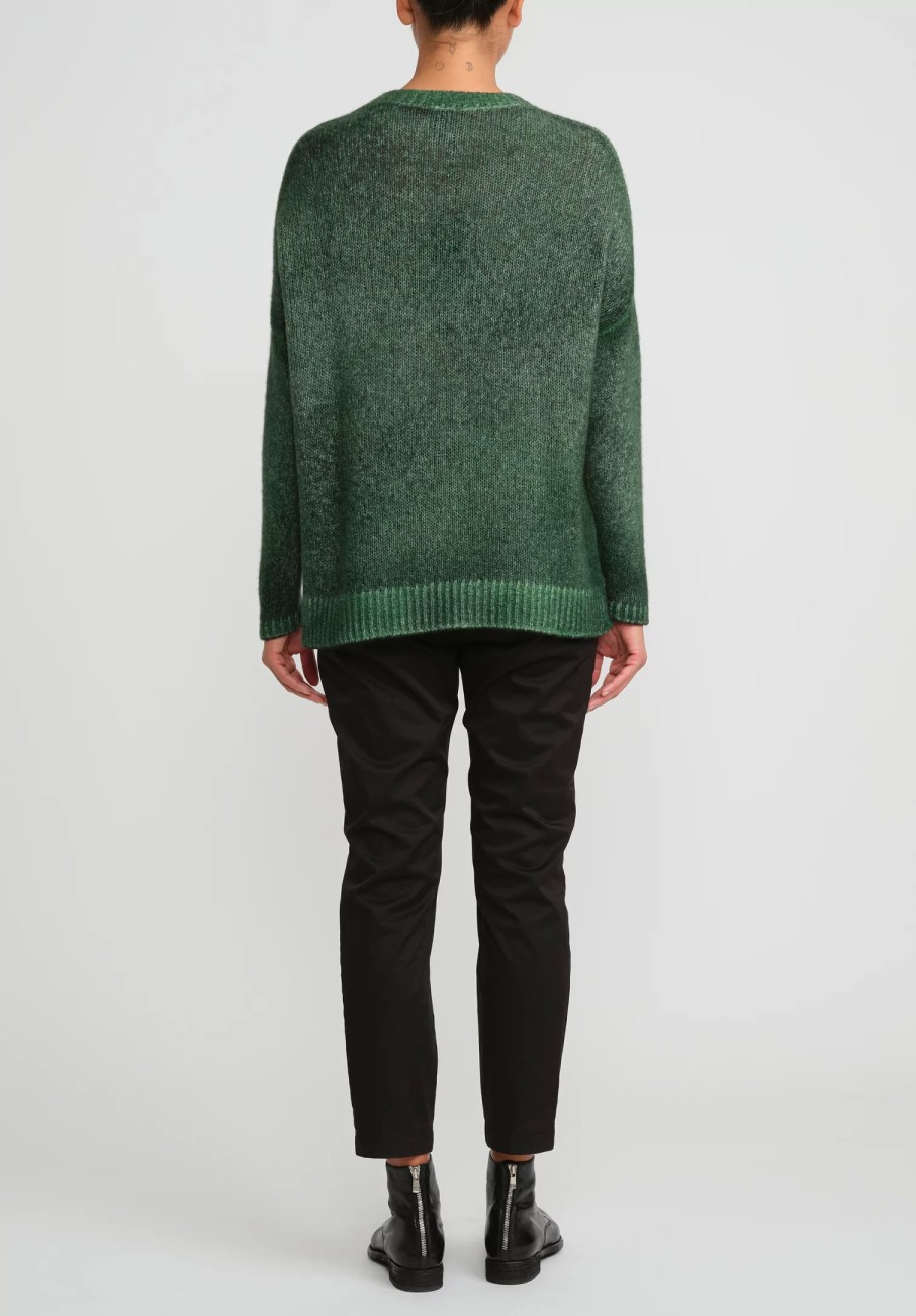 Avant Toi Knitwear | Hand-Painted Cashmere & Silk Oversized Sweater In Nero Wild Green