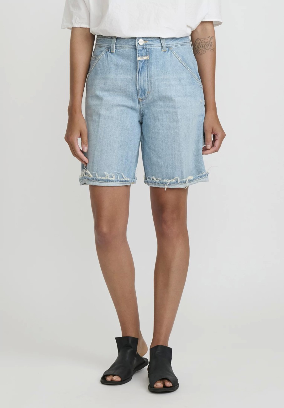 Closed Denim | Cotton Distressed Naina Denim Shorts In Light Blue