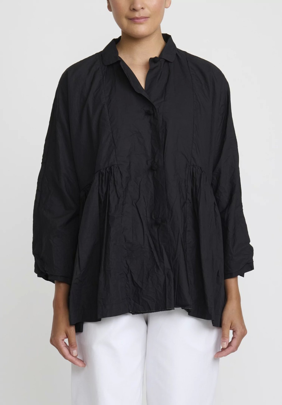 Daniela Gregis Jackets | Washed Cotton Luglio Rosella Jacket In Nero Black