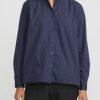 Bergfabel Shirts & Blouses | Cotton Loose Tyrol Shirt In Marine Blue