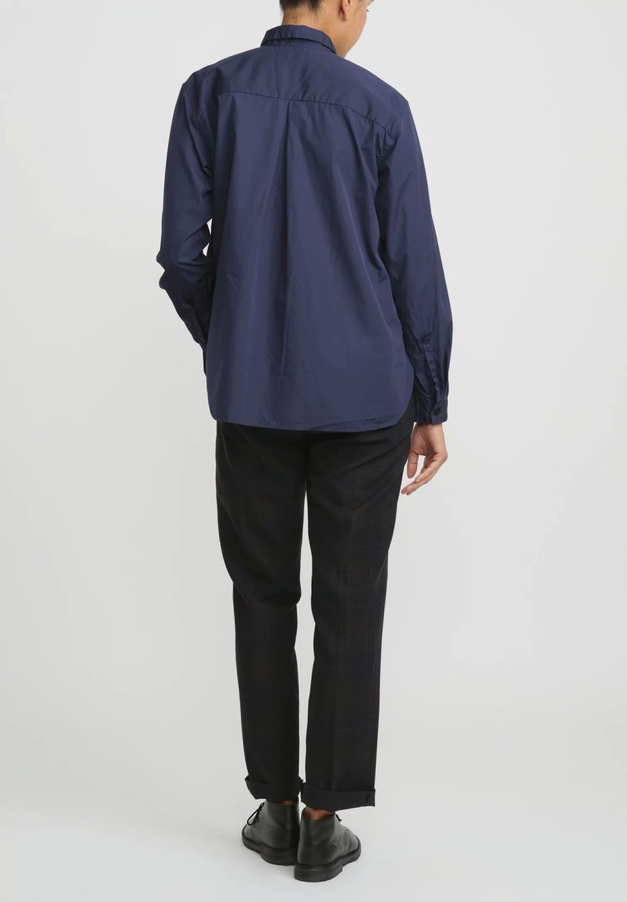 Bergfabel Shirts & Blouses | Cotton Loose Tyrol Shirt In Marine Blue