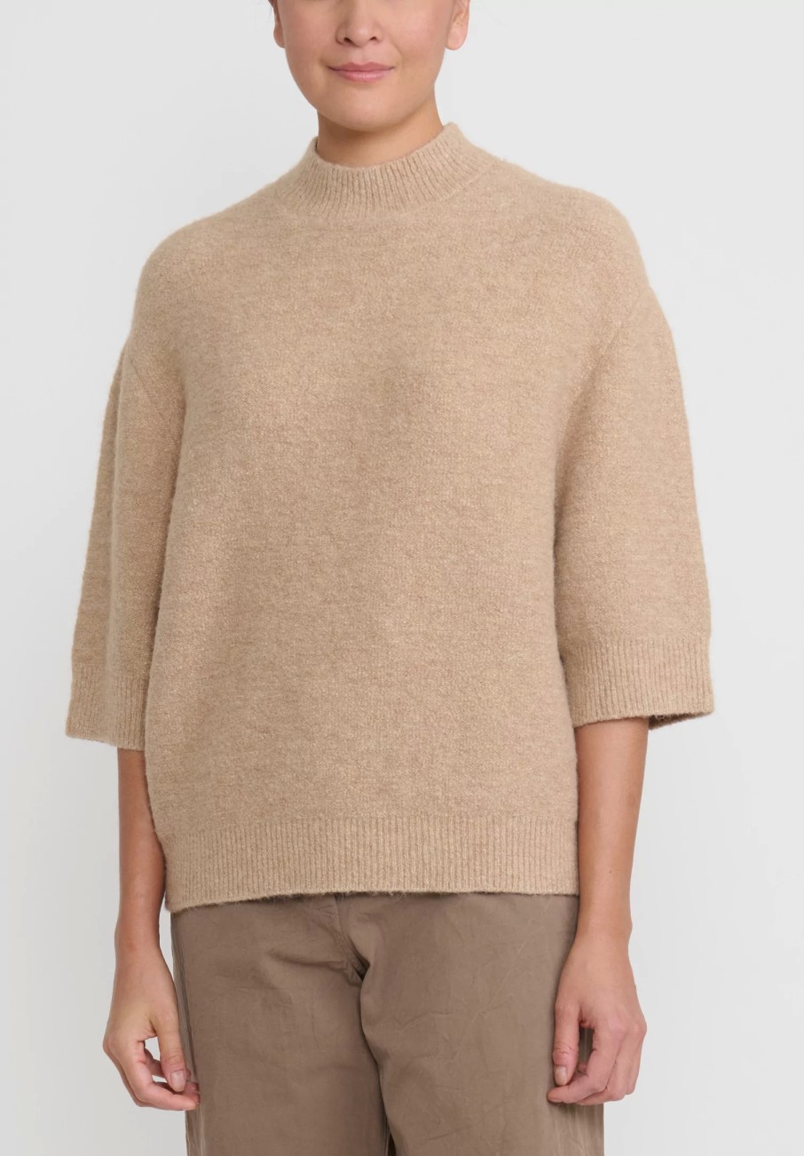 Lauren Manoogian Knitwear | Fleece Crewneck Sweater In Camel Brown