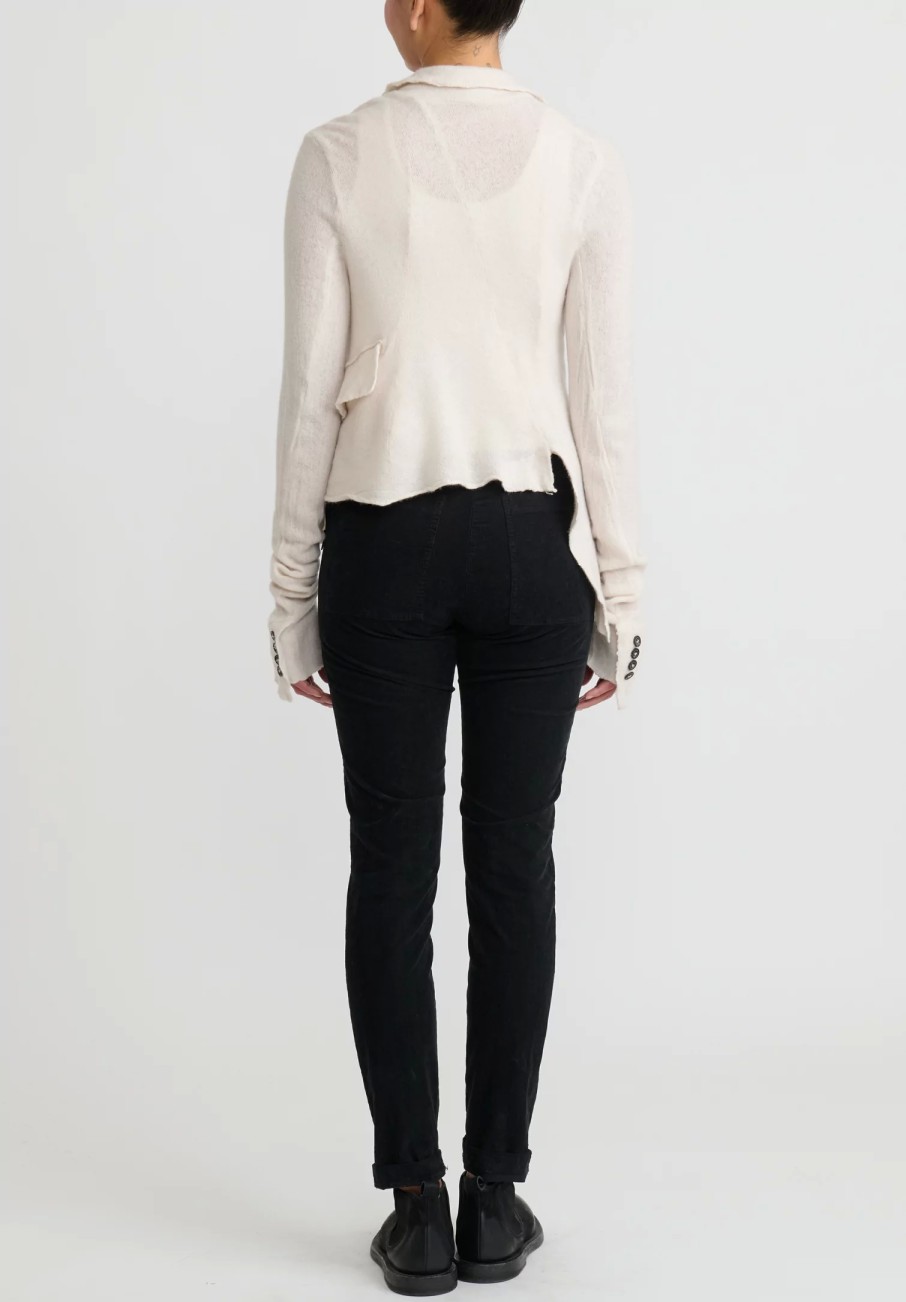 Rundholz Jackets | Cashmere Cropped Asymmetrical Knit Jacket In Ivory White