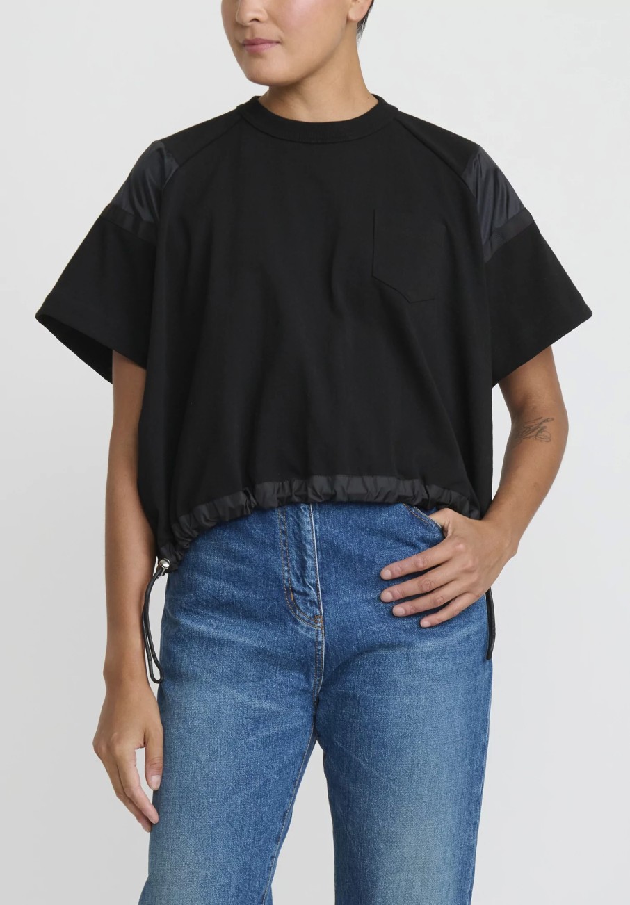 Sacai Tops | Cotton Jersey T-Shirt In Black