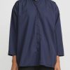 Bergfabel Shirts & Blouses | Washed Cotton Poplin Overshirt In Marine Blue