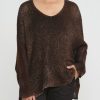 Avant Toi Knitwear | Hand-Painted Loose Knit V-Neck Sweater In Nero Cioccolato Brown