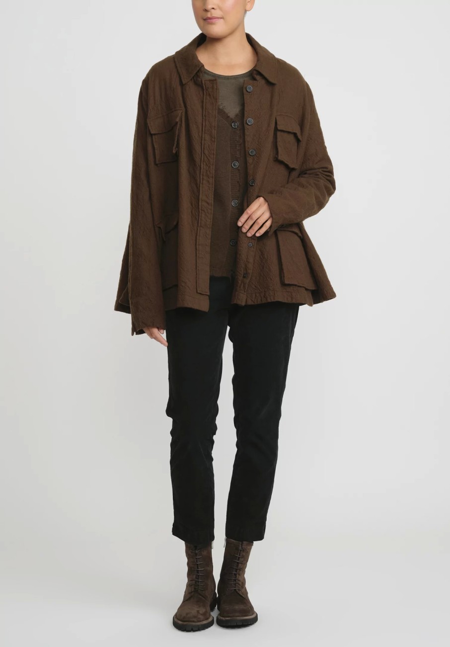 Rundholz Dip Jackets | Wool Oversized A-Line Jacket In Khaki Brown