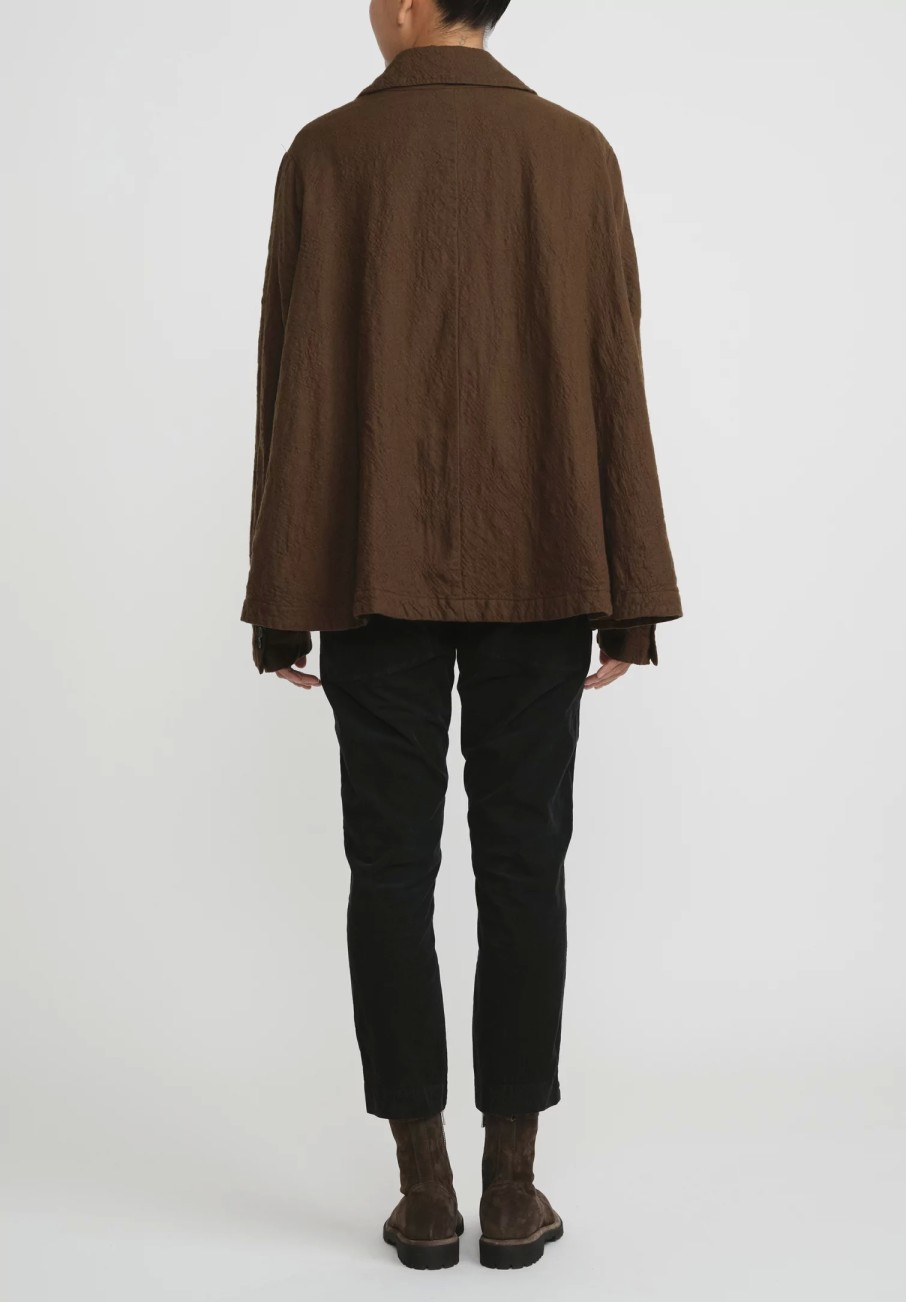 Rundholz Dip Jackets | Wool Oversized A-Line Jacket In Khaki Brown